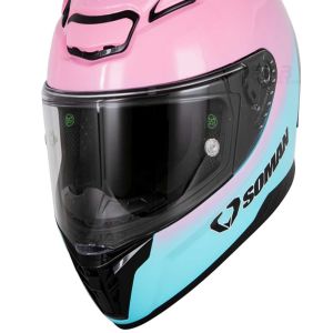 کلاه کاسکت فک ثابت SOMAN مدل 973 TWO-TONE-BLUE-PINK