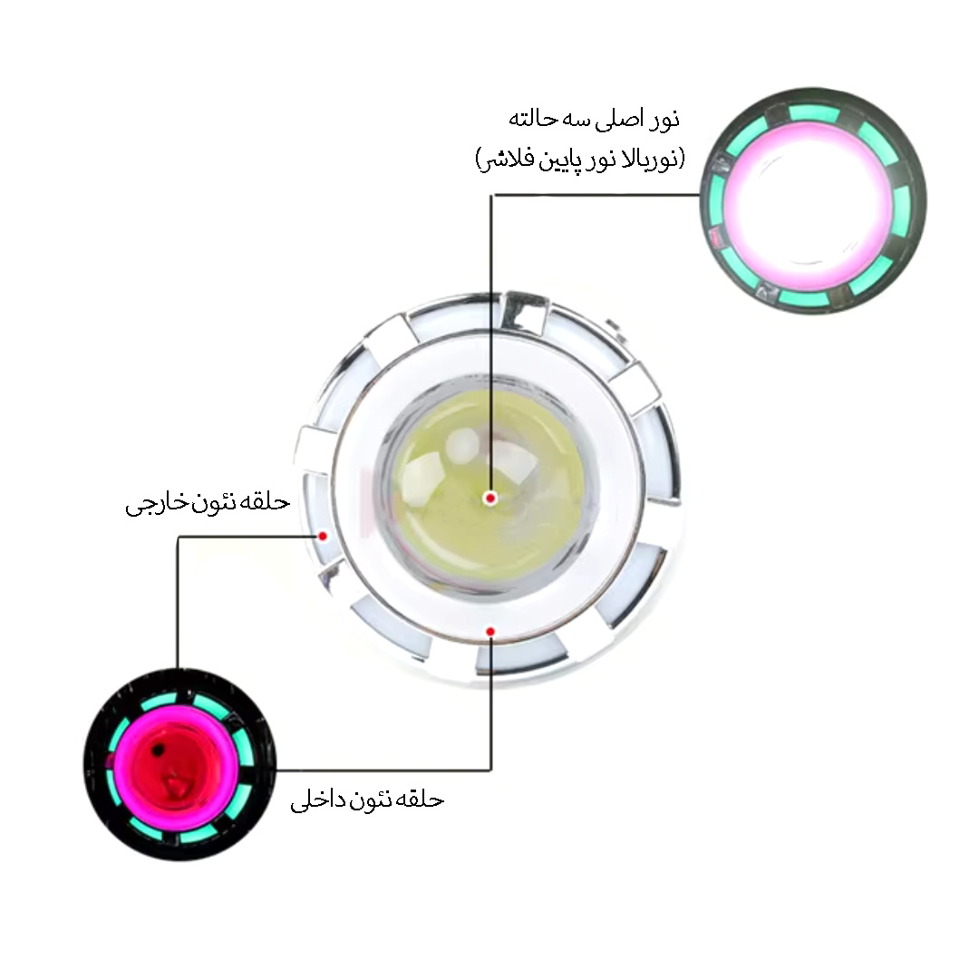 لنز چراغ موتورسیکلت نئون دار