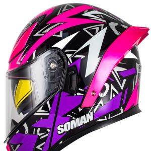 کلاه کاسکت فک متحرک SOMAN مدل F2 GLOSS-BLACK-PURPLE-PINK-SPIDER