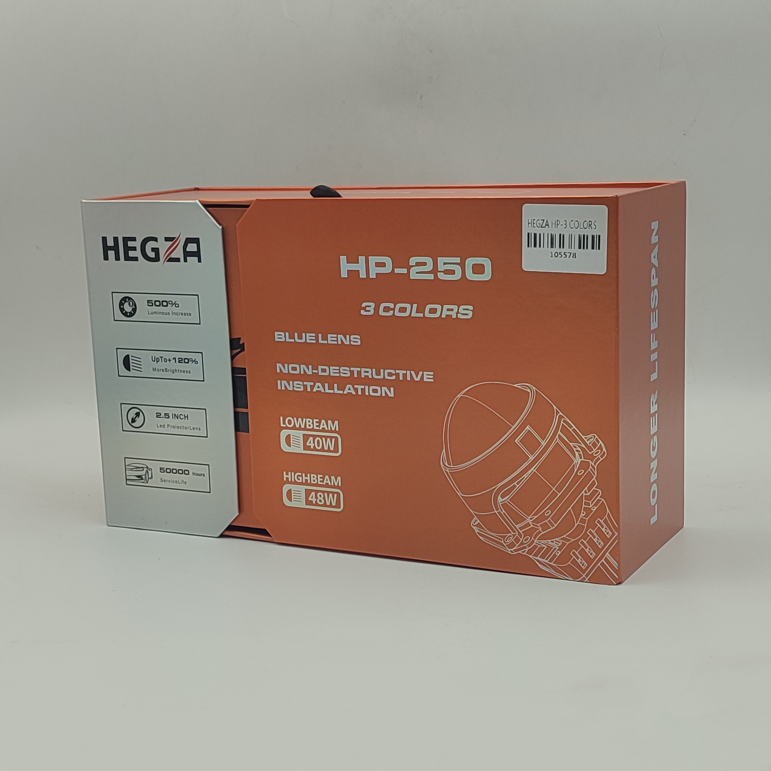 لنز چراغ خودرو BI-LED برند هگزا مدل HP-250 سه رنگ