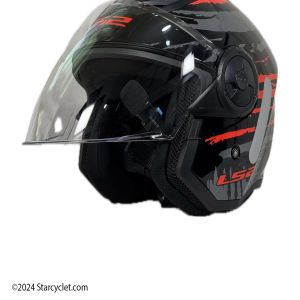 کلاه کاسکت بدون فک LS2 مدل 616 BLACK-GRAY-RED بلوتوث دار