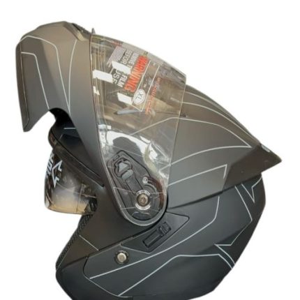 کلاه کاسکت فک متحرک MA2 مدل 906 مشکی خط طوسی