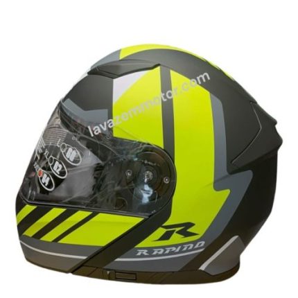 کلاه کاسکت فک متحرک RAPIDO مدل 950 MATT BLACK NINJA GREEN