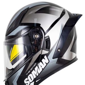کلاه کاسکت فک متحرک SOMAN مدل F2 SILVER-GREY-VISION