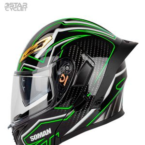 کلاه کاسکت فک متحرک SOMAN مدل 955 THUNDER-GREEN