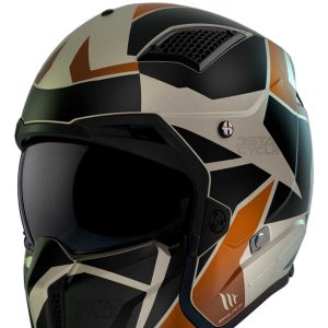 کلاه کاسکت فک جدا MT مدل STREET FIGHTER BLACK-CREAM-MATT