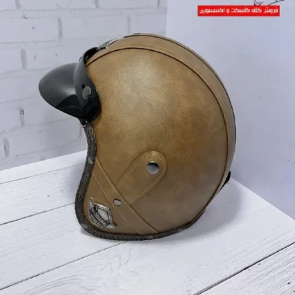 کلاه کاسکت وسپایی چرم ساده