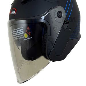 کلاه کاسکت بدون فک REDLINE مدل MATT-BLACK/BLUE-Graphics 956-9