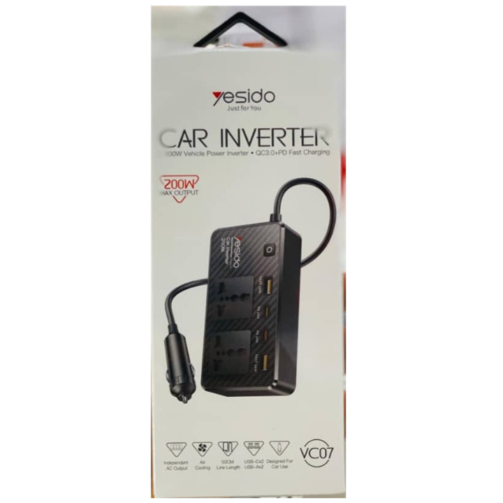 اینورتر مبدل برق و شارژر خودرو car inverter yesido vc07 اینورتر مبدل برق و شارژر خودرو car inverter yesido vc07