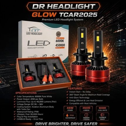 هدلایت GLOW TCAR 2025 پایهH7 نوری قوی