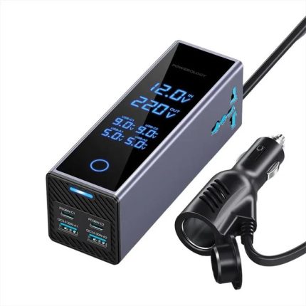 مبدل برق اینورتر و فندکی خودرو 300 وات پاورولوجی مدل PWCUQC038